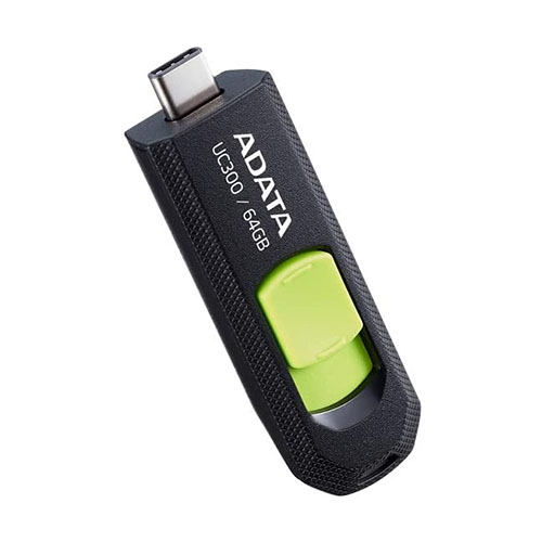 64GB AData USB3.2 UC300 Type-C USB Flash Drive Black/Green - Image 2