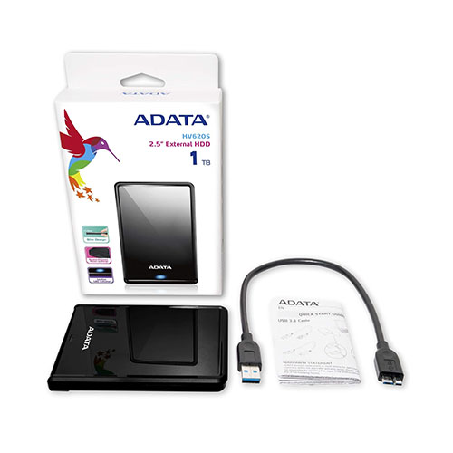 ADATA AHV620S-1TU3-CBK 1TB HV620S Slim External Hard Drive 2.5 USB 3.1 11.5mm Thick Black - (Storage > External Hard Drives) - Image 4