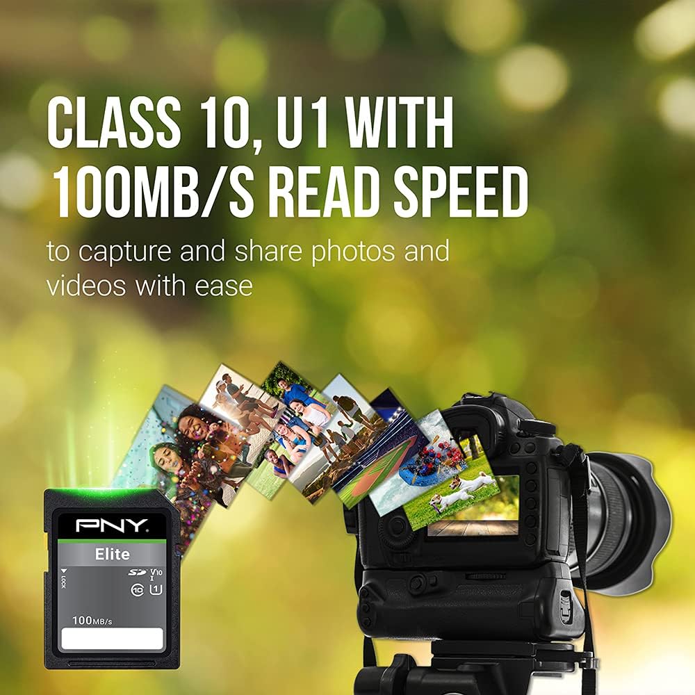 PNY 32GB Elite Class 10 U1 V10 SDHC Flash Memory Card - 100MB/s Read, Class 10, U1 Full HD, UHS-I, Full Size SD (Pack of 5 - Image 4