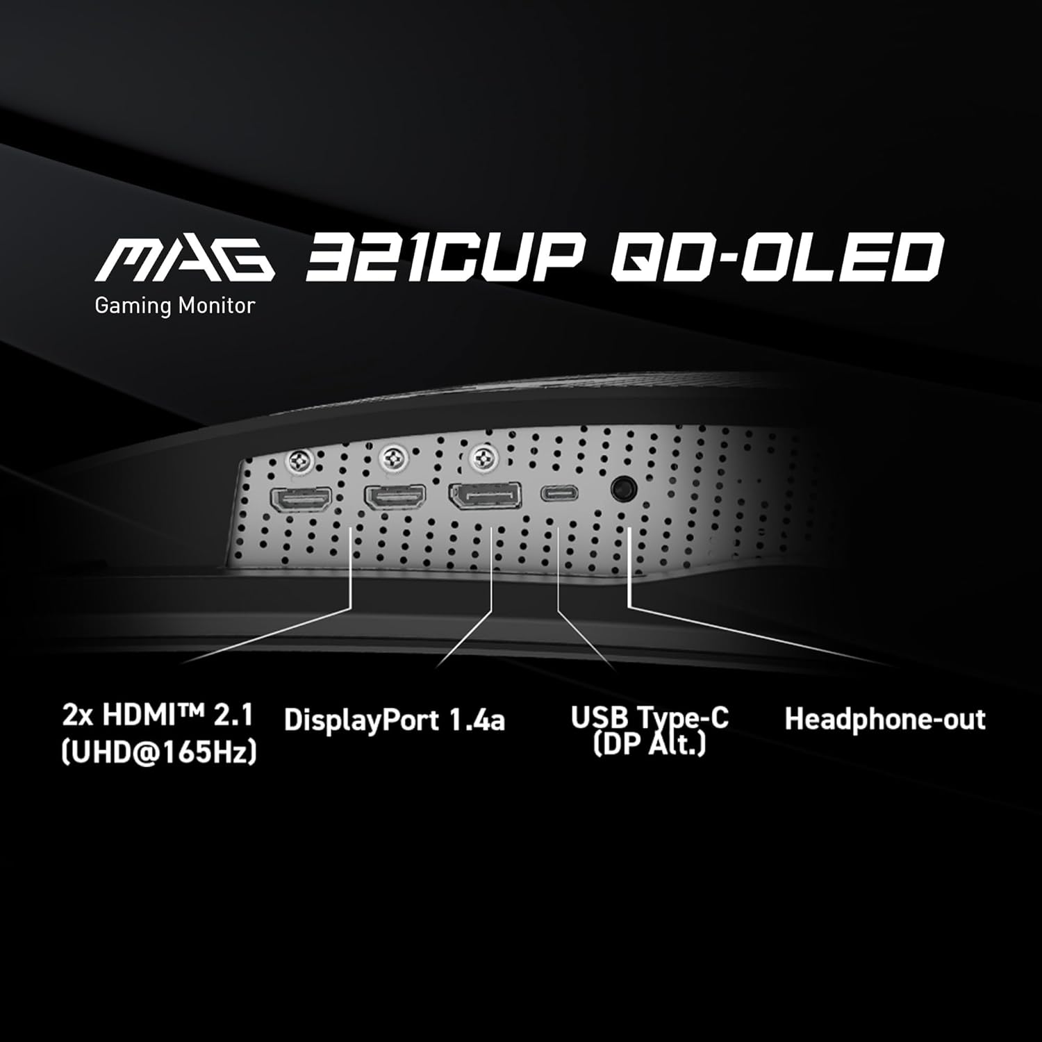 MSI MAG 321CUP QD-OLED 32-inch 3840 x 2160 (UHD) Computer Monitor, 165Hz, Adaptive-Synch, HDMI, DP Port, VESA Mountable, Tilt, Speaker, 0.03ms, Black - Image 2