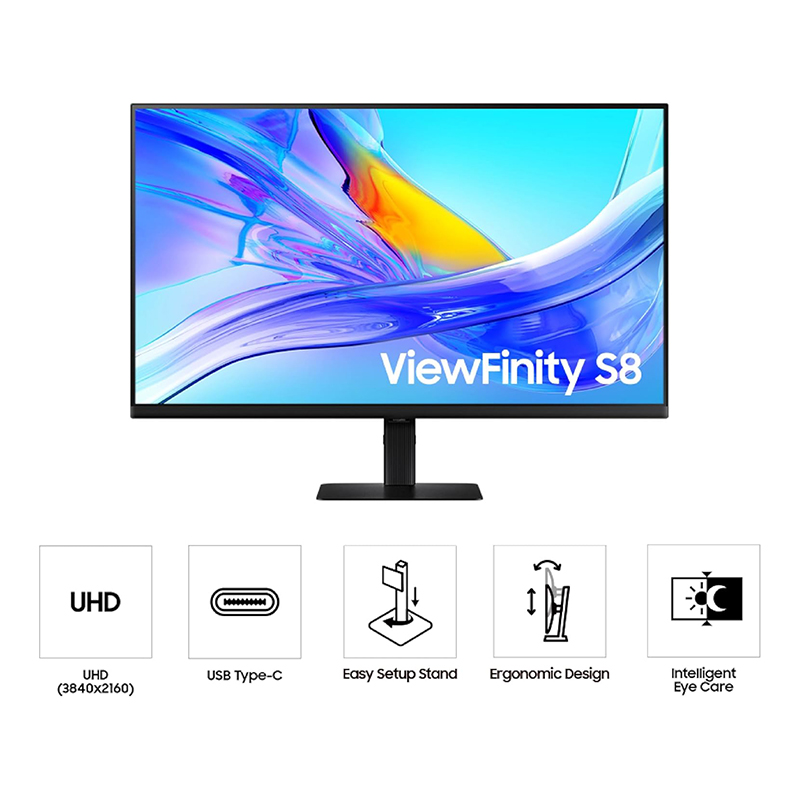 Samsung 37-inch ViewFinity S8 (S80UD) 4K UHD HDR10 High Resolution Monitor, USB-C, Height Adjustable Ergonomic Stand, Built-in KVM Switch, Advanced Eye Care, LS37D800UANXZA, 2025 - Image 7