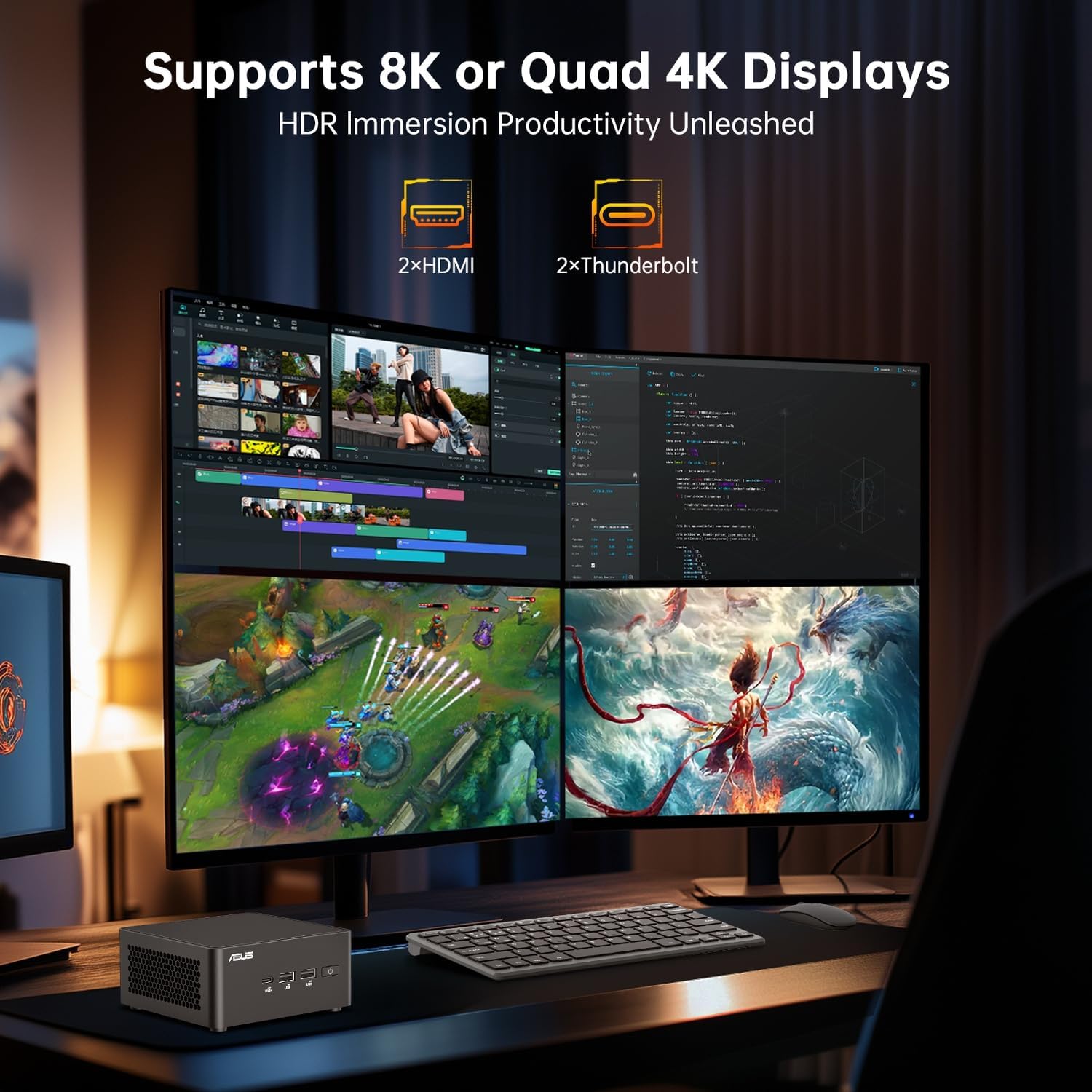 ASUS NUC 14 Pro Mini Desktop Computer Linux, Intel Ultra 7 155H (16C/22T, Up to 4.8GHz), 64GB DDR5 RAM 2TB PCIe SSD, Mini PC with Intel Arc GPU, Type-C, WiFi 6E, Thunderbolt 4, VESA Mount for Business - Image 2