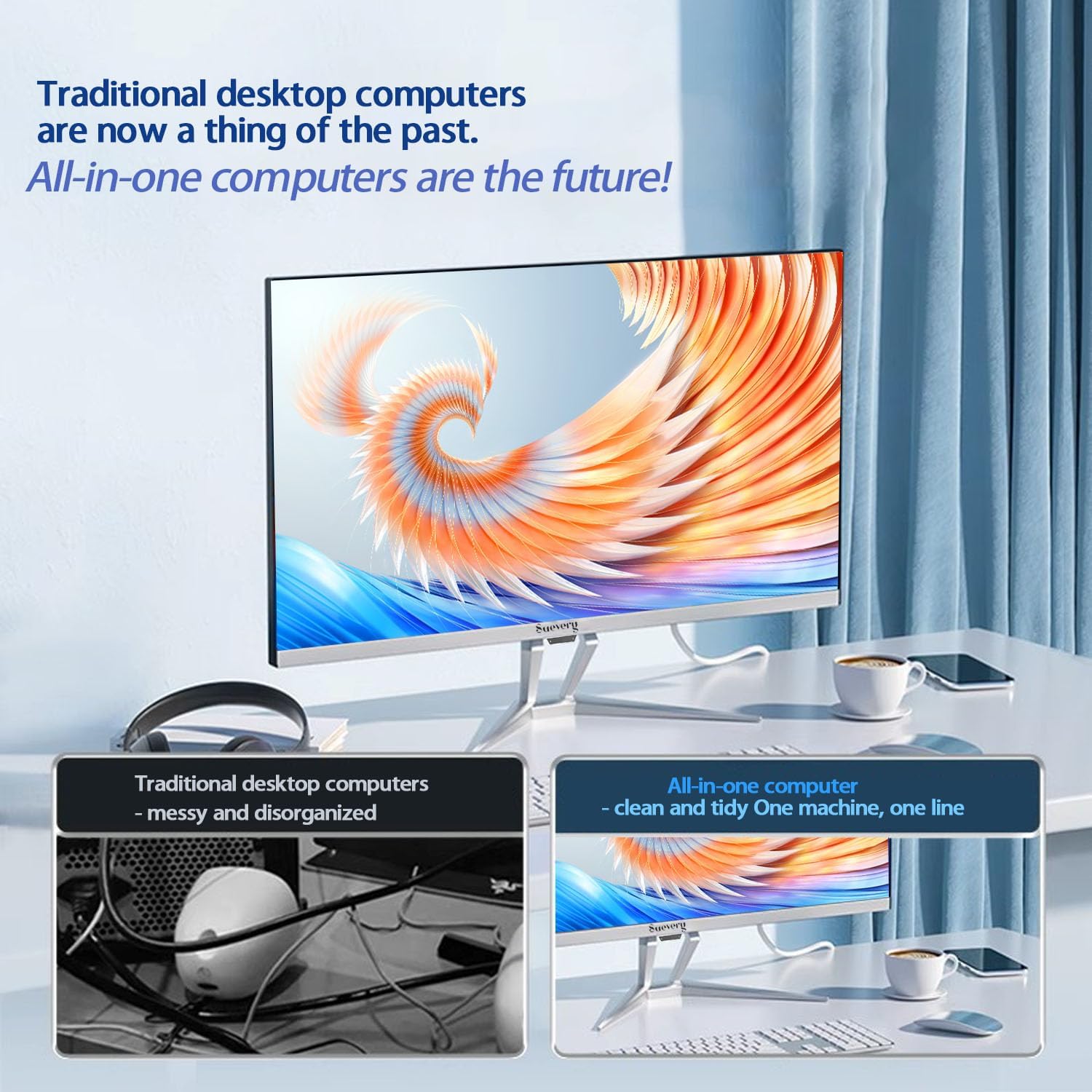 All-in-One PC 24 AIO Desktop Computer AMD Ryzen5 512G SSD DDR4 16G RAM 1080P Gaming PC 23.8" FHD Business Display for Home Office with Keyboard & Mouse - Image 6