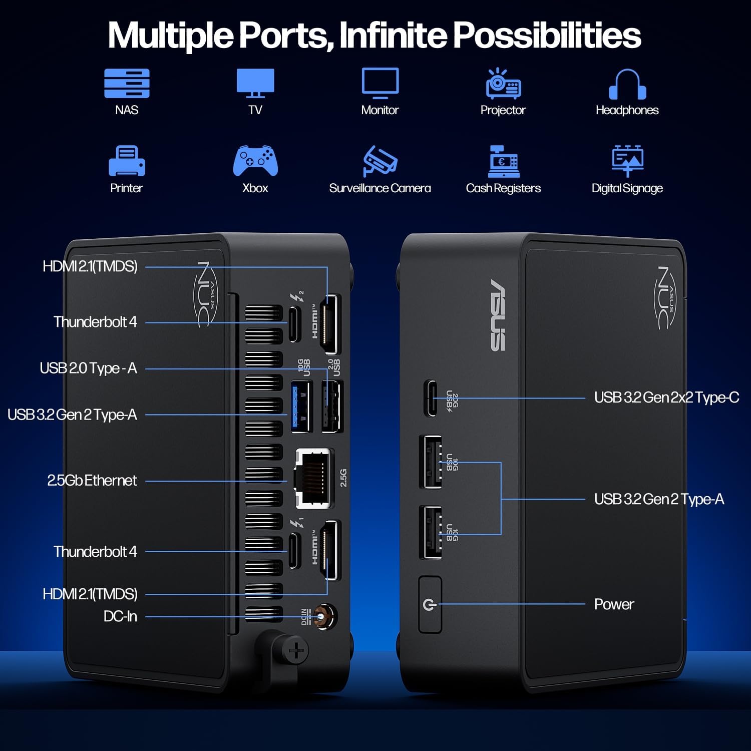 ASUS NUC 15 Pro Mini Desktop Computer, Intel Series 2 Core 7 240H(10C/16T, Up to 5.2GHz), 32GB DDR5 RAM, 2TB PCIe SSD, Micro PC Win 11 Pro, Intel Graphics, Thunderbolt 4, WiFi 7, 8K/Quad 4K HDR, VESA - Image 3
