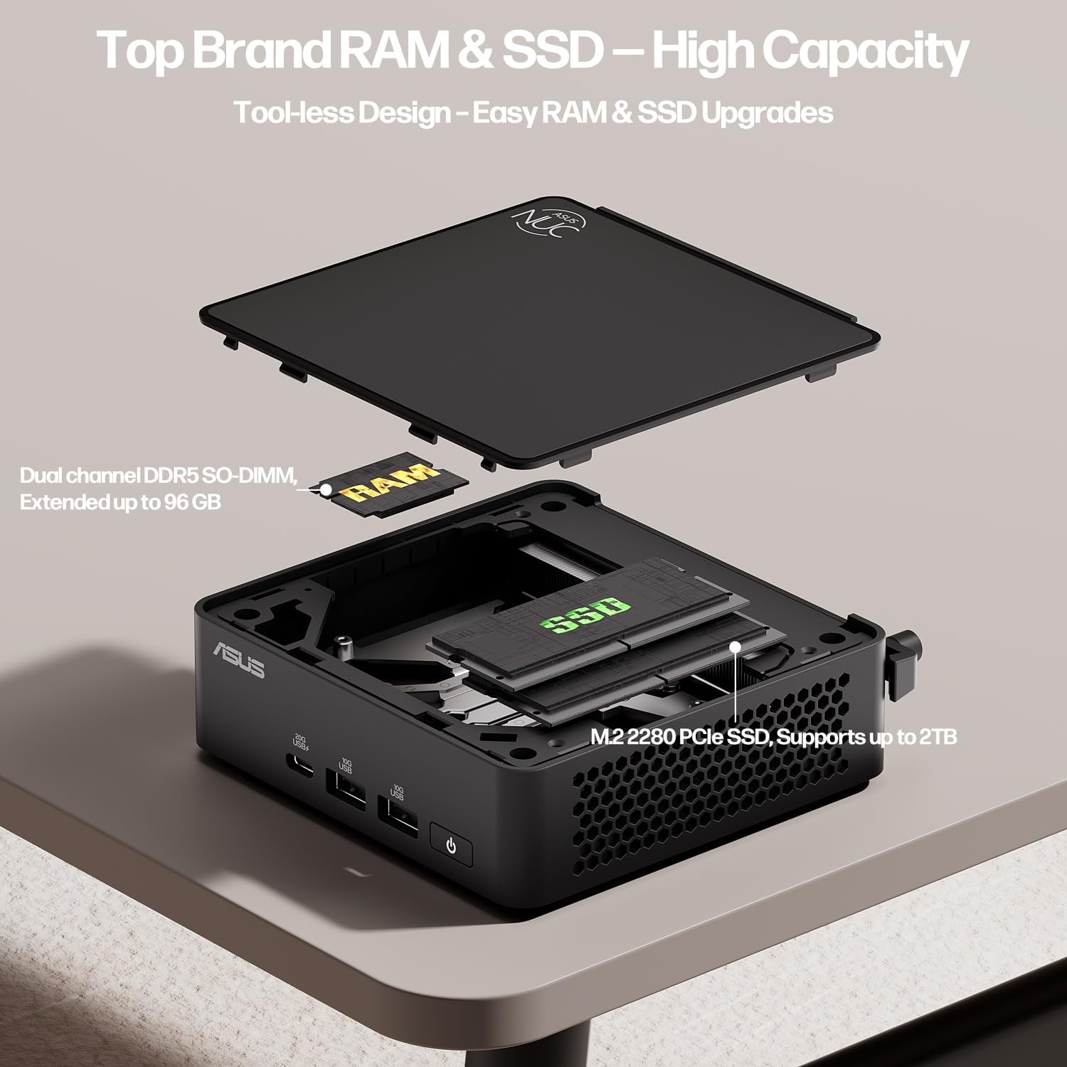 ASUS NUC 15 Pro Mini Desktop Computer, Intel Series 2 Core 7 240H(10C/16T, Up to 5.2GHz), 32GB DDR5 RAM, 2TB PCIe SSD, Micro PC Win 11 Pro, Intel Graphics, Thunderbolt 4, WiFi 7, 8K/Quad 4K HDR, VESA - Image 6