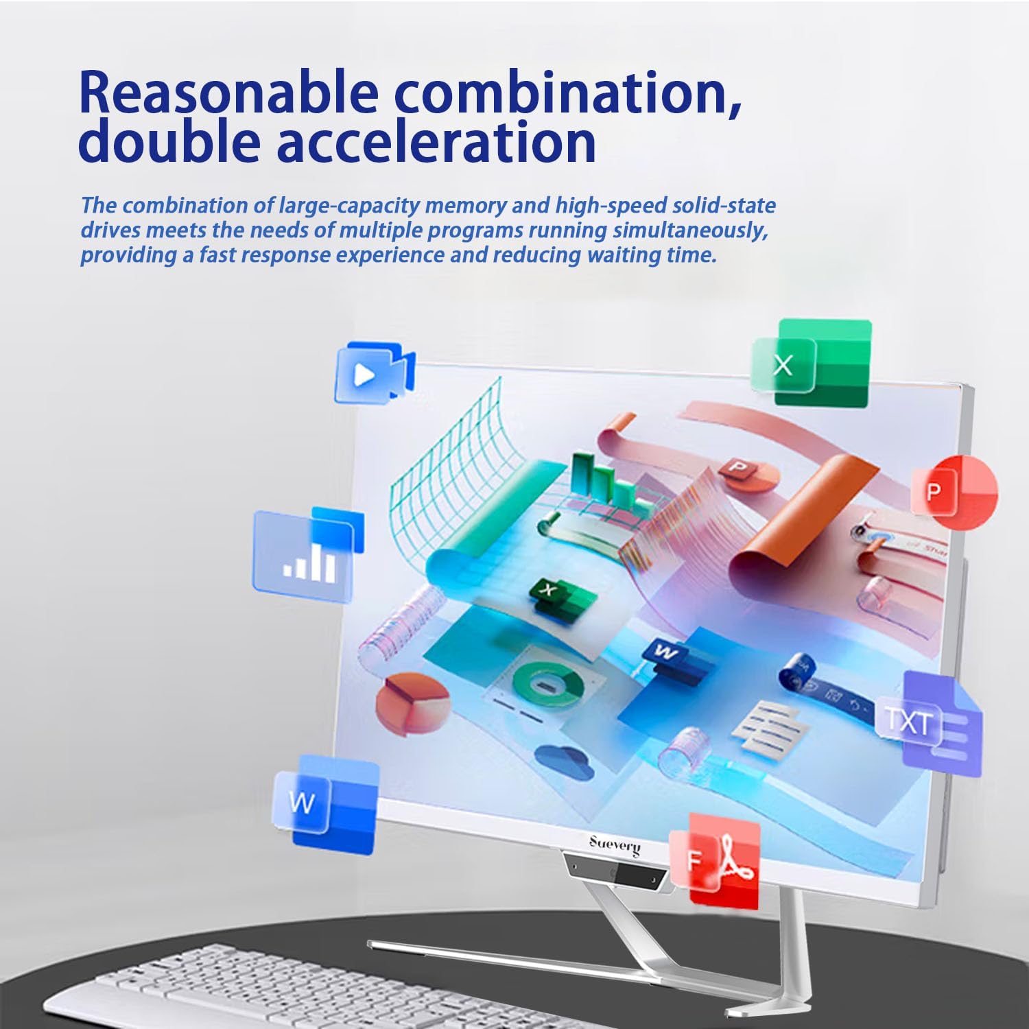All-in-One PC 24 AIO Desktop Computer AMD Ryzen5 512G SSD DDR4 16G RAM 1080P Gaming PC 23.8" FHD Business Display for Home Office with Keyboard & Mouse - Image 4