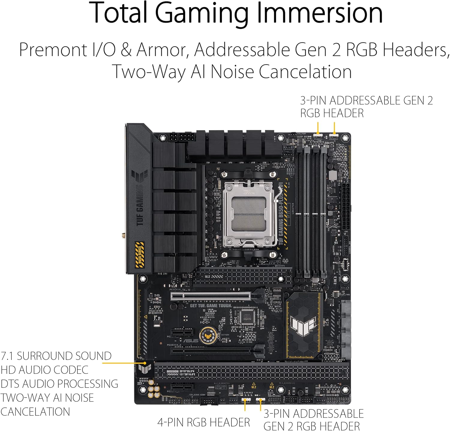 ASUS TUF GAMING B650-PLUS WIFI AMD B650 AM5 Ryzen™ Desktop 9000 8000 and 7000 ATX motherboard, 14 power stages, PCIe® 5.0 M.2 , DDR5 memory, WiFi 6 and 2.5 Gb Ethernet, USB4® support Aura Sync - Image 5