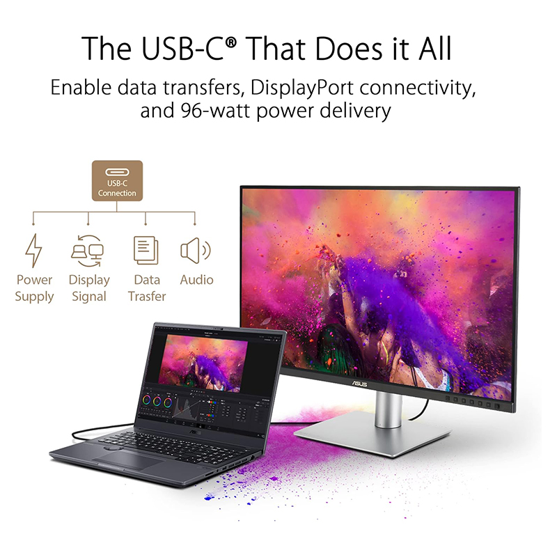 ASUS ProArt Display 27” 4K HDR Professional Monitor (PA279CRV) - IPS, UHD (3840 x 2160), 99% DCI-P3/Adobe RGB, ΔE < 2, Calman Verified, USB-C PD 96W, DisplayPort, Daisy-Chain, Ergonomic, 3yr Warranty - Image 4
