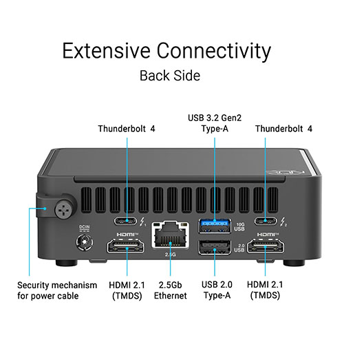 ASUS NUC 15 Pro Slim Barebones Mini PC with Intel Series 2 Core 5 210H, up to 96GB DDR5 RAM, Dual Storage Design, Thunderbolt™ 4, Wi-Fi 7 & Bluetooth 5.4, Toolless Chassis Access, VESA Mount Included - Image 3